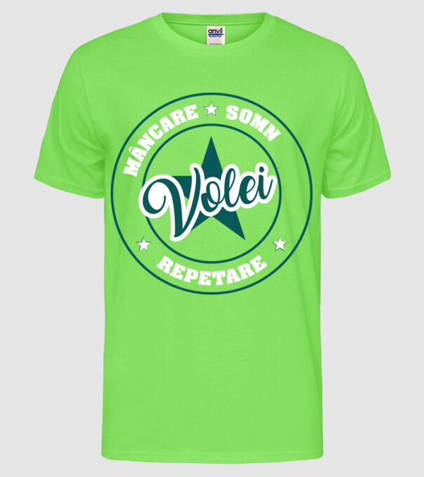 mâncare somn repetare VOLEI model verde neon pe tricou