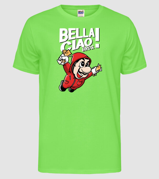 mario la casa de papel model verde neon pe tricou