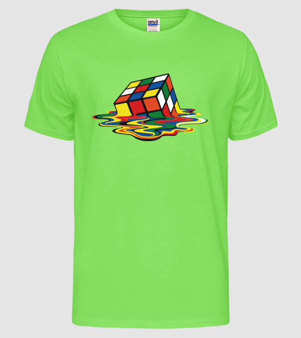 Melting Rubik model verde neon pe tricou