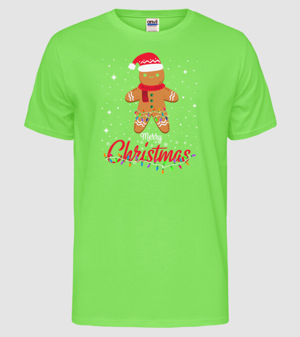 Merry christmas cookie model verde neon pe tricou
