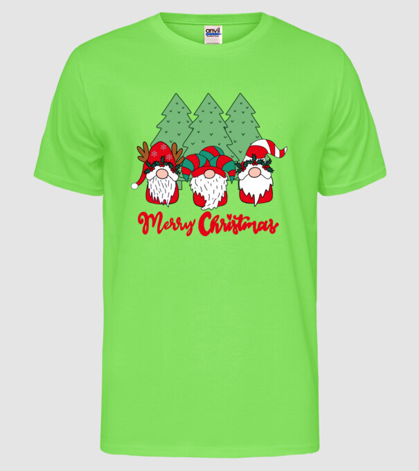 Merry christmas gnomes model verde neon pe tricou
