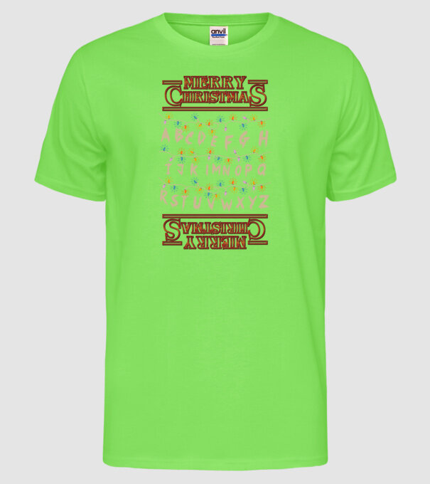 merry christmas upside down model verde neon pe tricou
