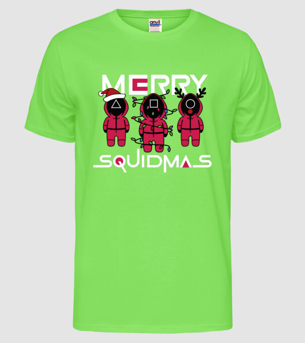 Merry squidmas model verde neon pe tricou