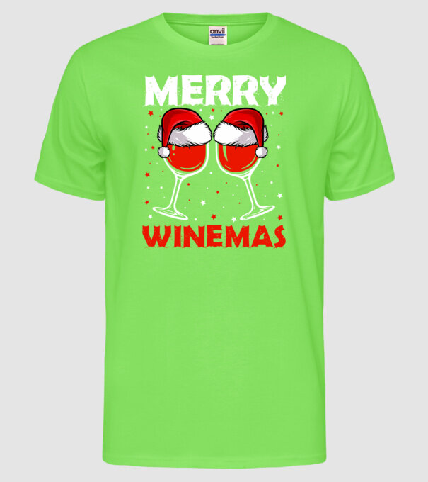 Merry winemas model verde neon pe tricou