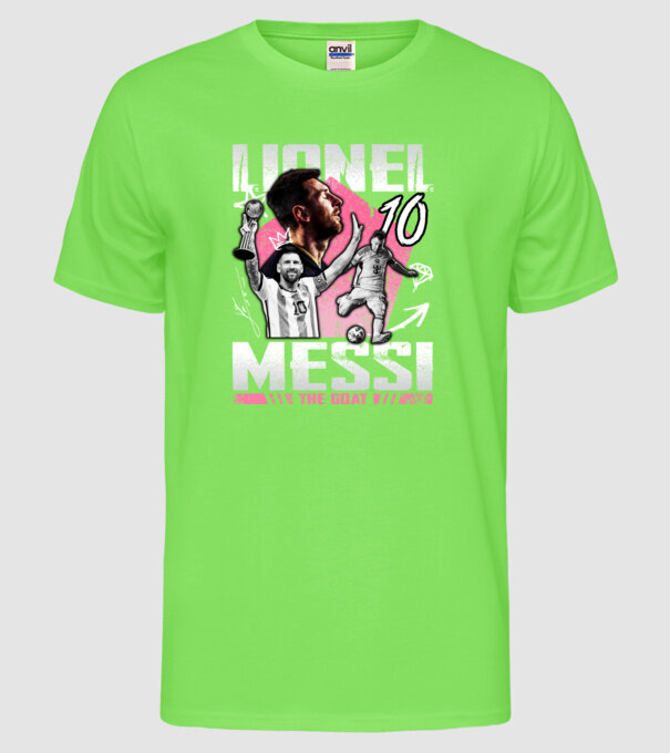 Messi tribute model verde neon pe tricou