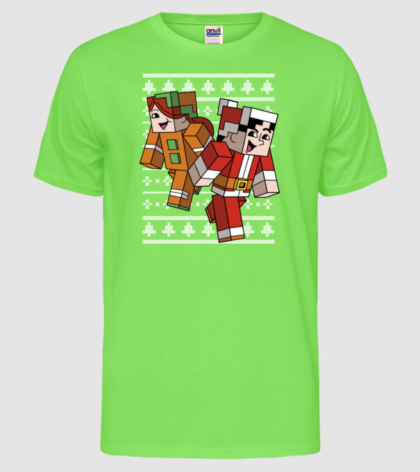 Minecraft christmas ugly sweater model verde neon pe tricou