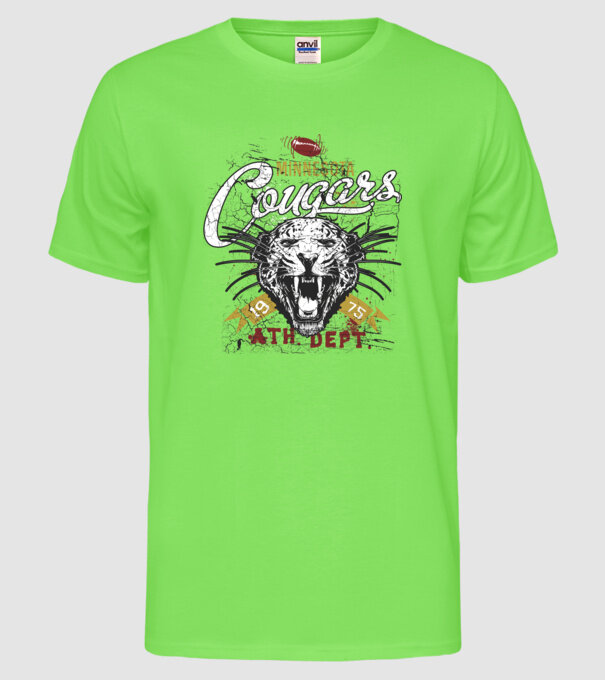 Minesota Cougars  TEXTURED model verde neon pe tricou