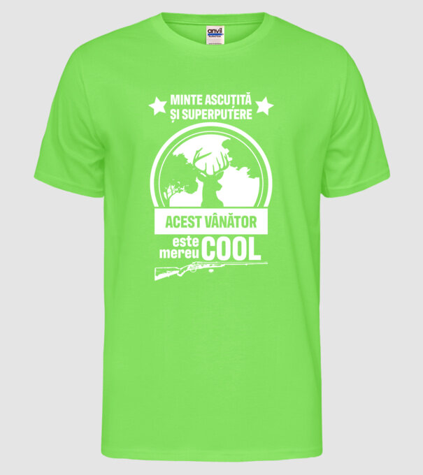 minte ascuțită și superputere acest vânător este mereu cool model verde neon pe tricou