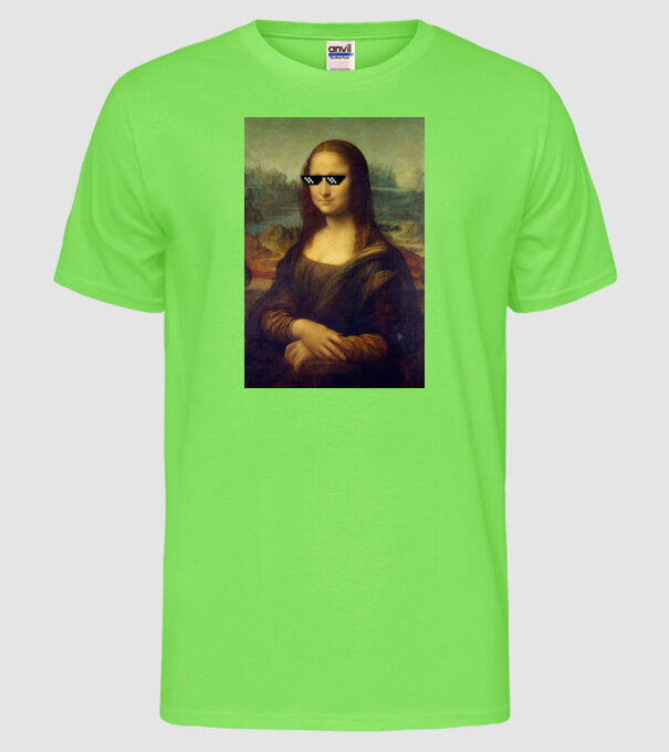 Mona Lisa Deal with it model verde neon pe tricou