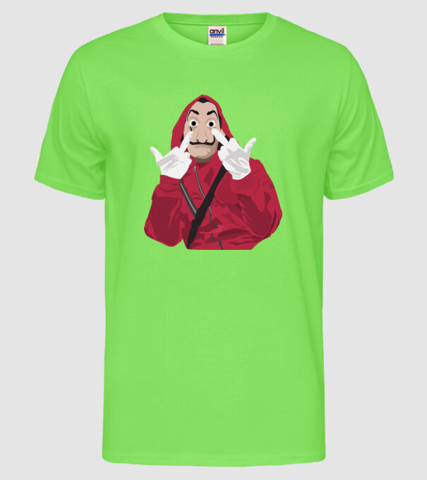 money heist fcku model verde neon pe tricou
