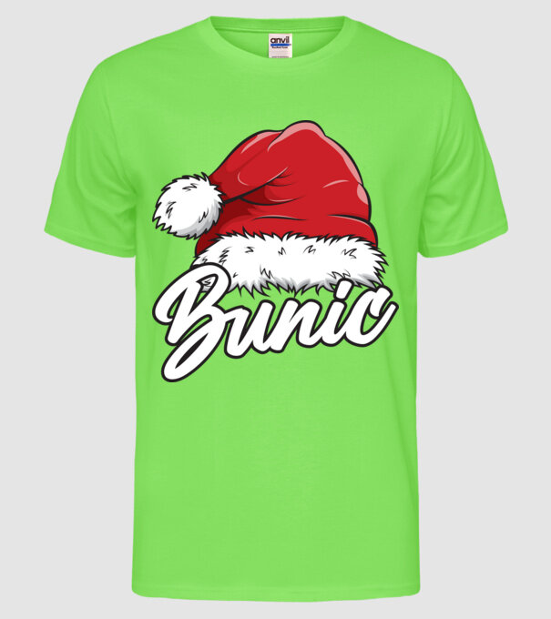 bunic Santa Hat model verde neon pe tricou