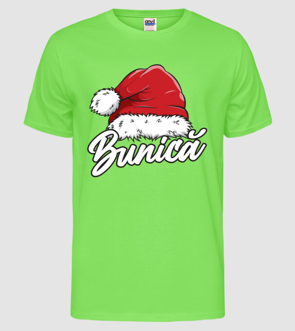 bunică Santa Hat model verde neon pe tricou