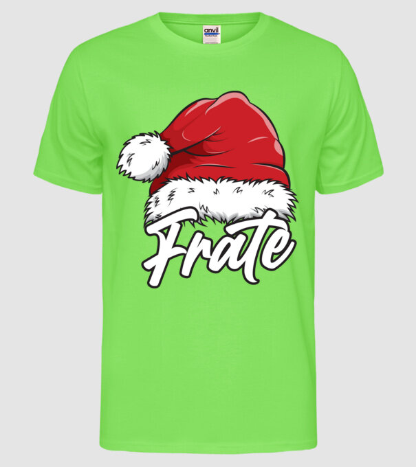 frate Santa Hat model verde neon pe tricou