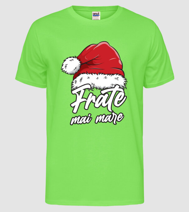 frate mai mare Santa Hat model verde neon pe tricou