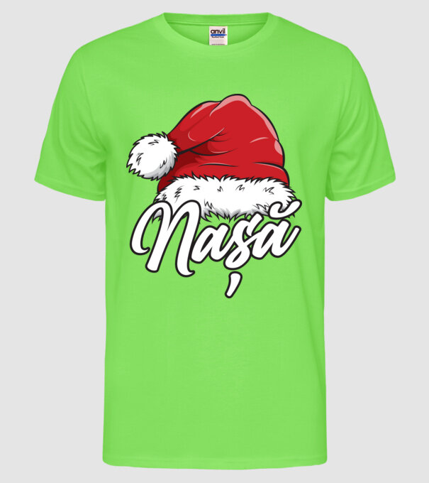 nașă Santa Hat model verde neon pe tricou