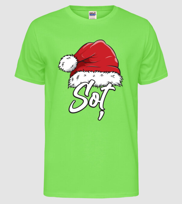 soț Santa Hat model verde neon pe tricou