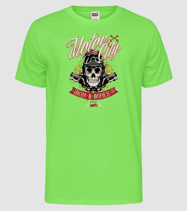 Motor City model verde neon pe tricou