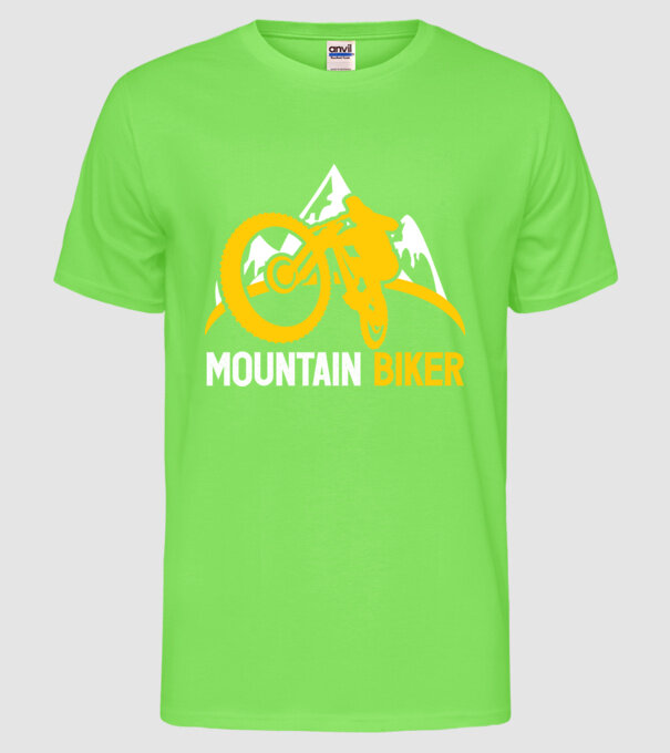 mountain biker model verde neon pe tricou