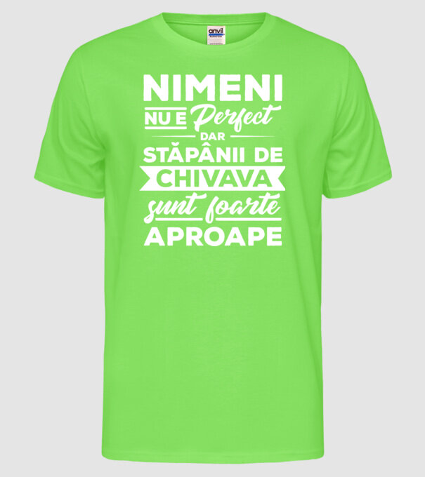 nimeni nu e perfect, dar stăpânii de chivava sunt foarte aproape model verde neon pe tricou