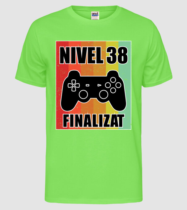 Nivel 38 finalizat model verde neon pe tricou