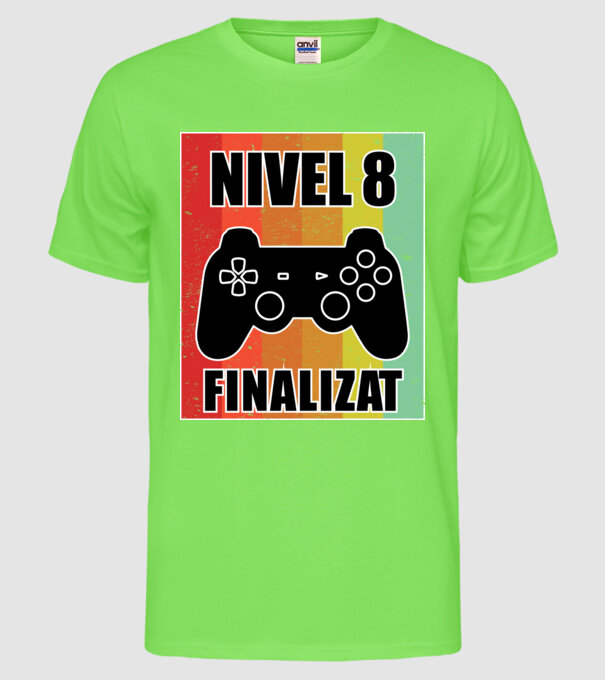 Nivel 8 finalizat model verde neon pe tricou