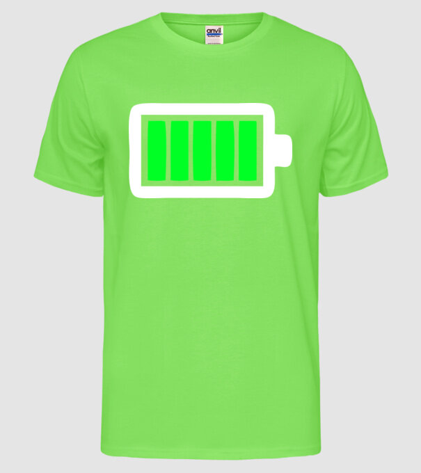 Nivel baterie complet model verde neon pe tricou