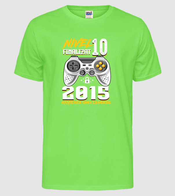 Nivel Finalizat 10 model verde neon pe tricou