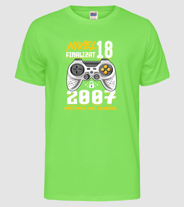 Nivel Finalizat 18 model verde neon pe tricou