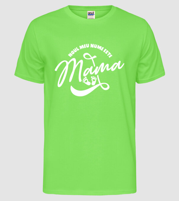 Noul meu nume este Mama model verde neon pe tricou