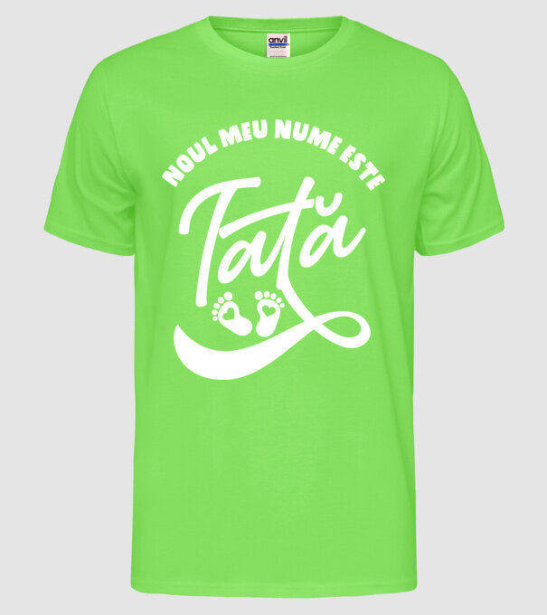 Noul meu nume este Tată model verde neon pe tricou