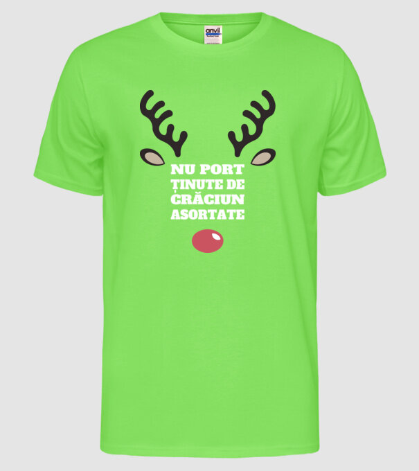 Nu port ținute de crăciun asortate crăciun chiar căprioară Negru model verde neon pe tricou