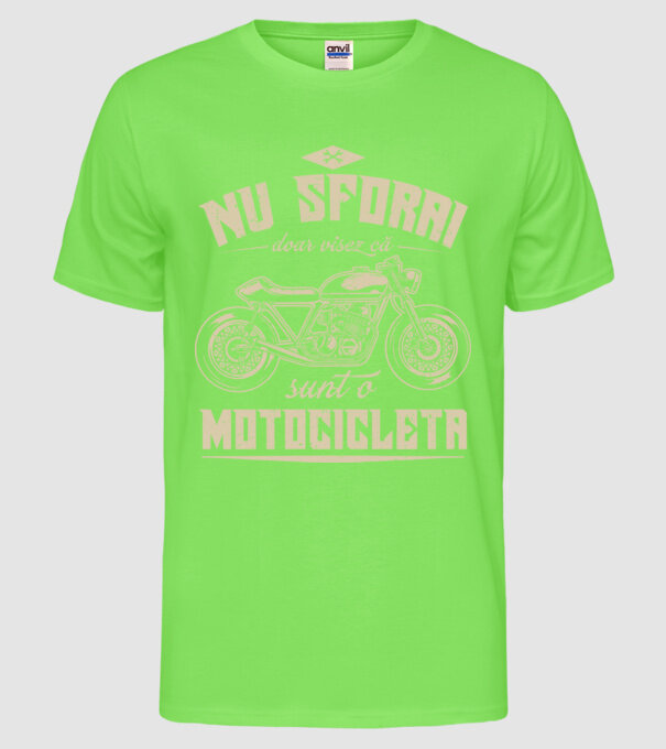 nu sforăi, doar visez că sunt o motocicletă model verde neon pe tricou