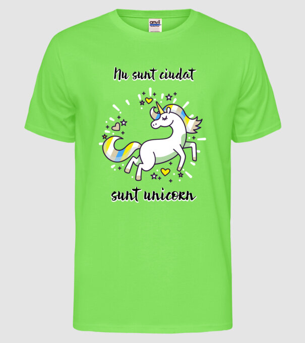 Nu sunt ciudat - sunt unicorn model verde neon pe tricou