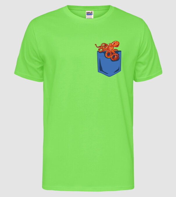 Octopus model verde neon pe tricou