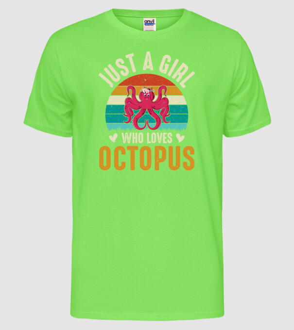 Octopus model verde neon pe tricou