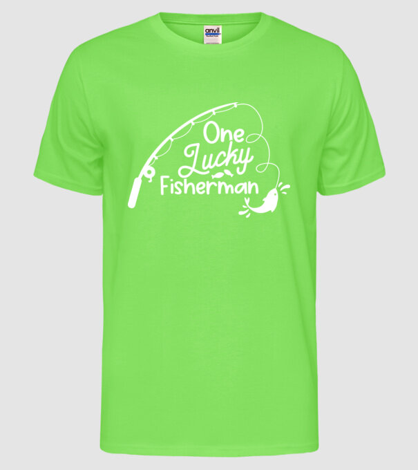 One lucky Fisherman model verde neon pe tricou