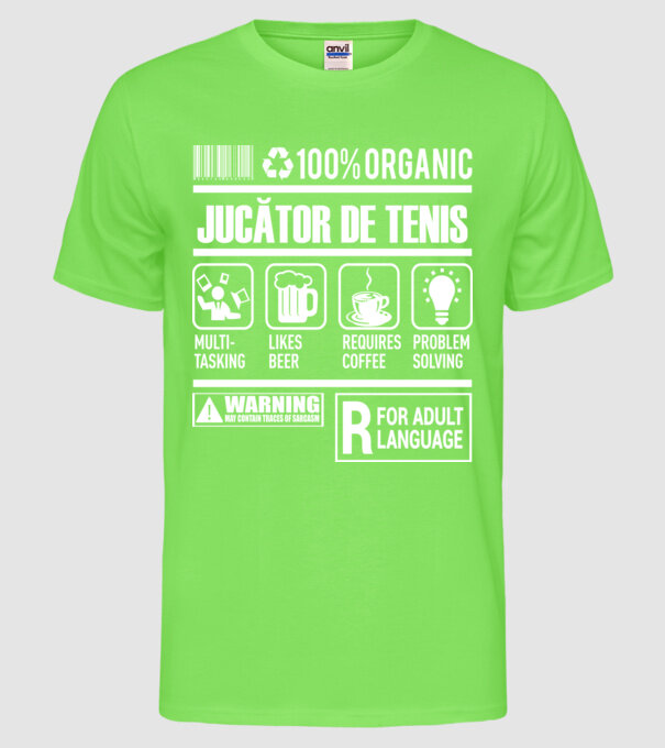 JUCĂTOR DE TENIS model verde neon pe tricou
