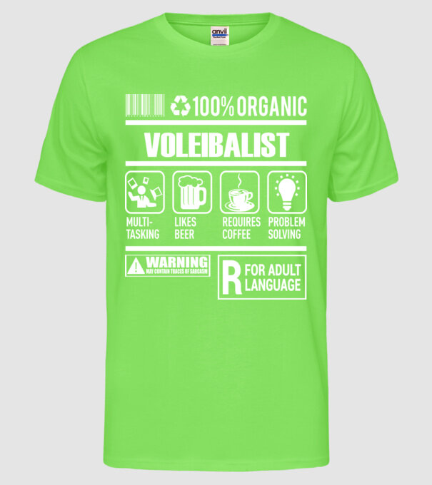 VOLEIBALIST model verde neon pe tricou