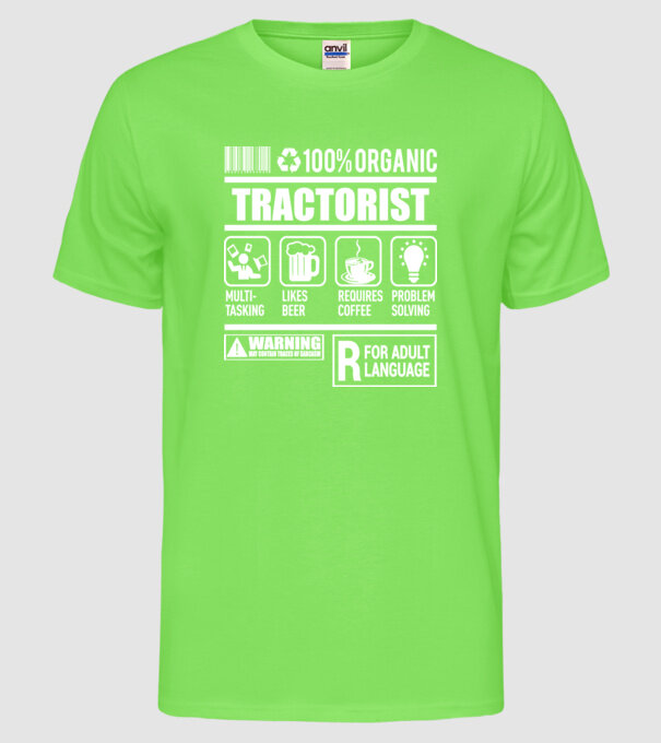 TRACTORIST model verde neon pe tricou