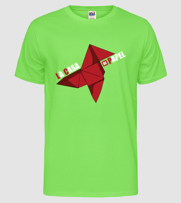 origami la casa de papel model verde neon pe tricou