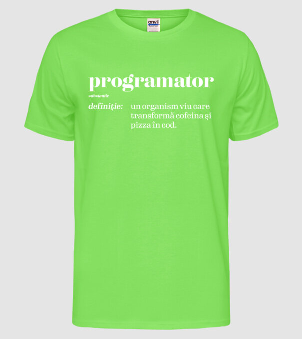 programator - substantiv model verde neon pe tricou