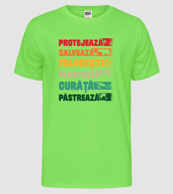 protejează salvează păstrează model verde neon pe tricou