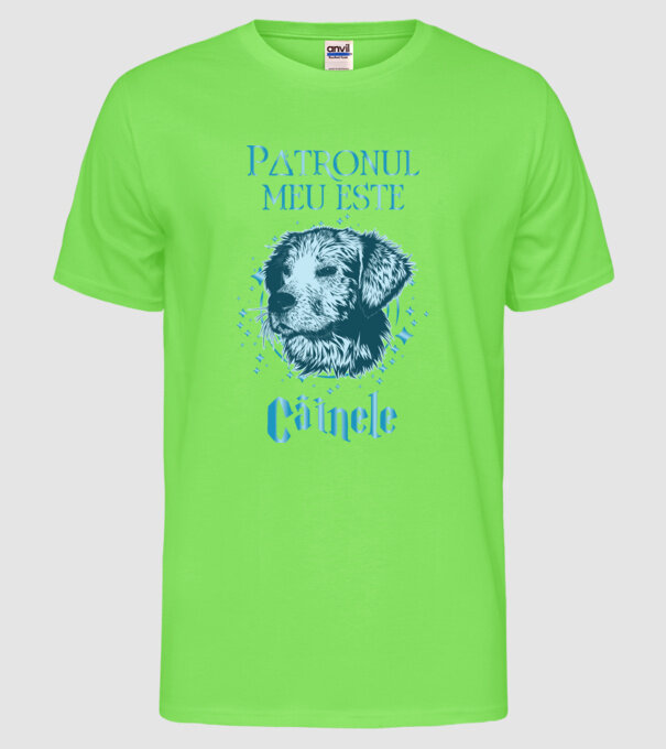 Patronul meu este CÂINELE model verde neon pe tricou