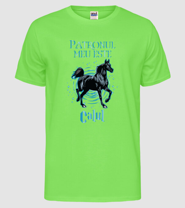 Patronul meu este CALUL model verde neon pe tricou
