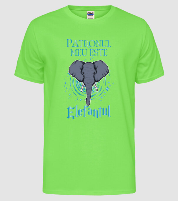 Patronul meu este ELEFANTUL model verde neon pe tricou