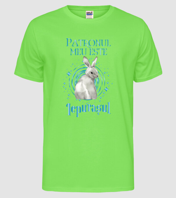 Patronul meu este IEPURAȘUL model verde neon pe tricou
