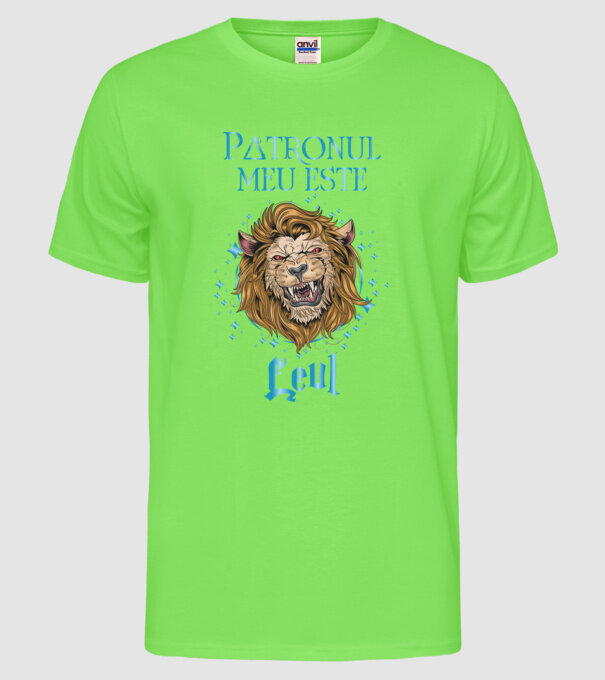 Patronul meu este LEUL model verde neon pe tricou