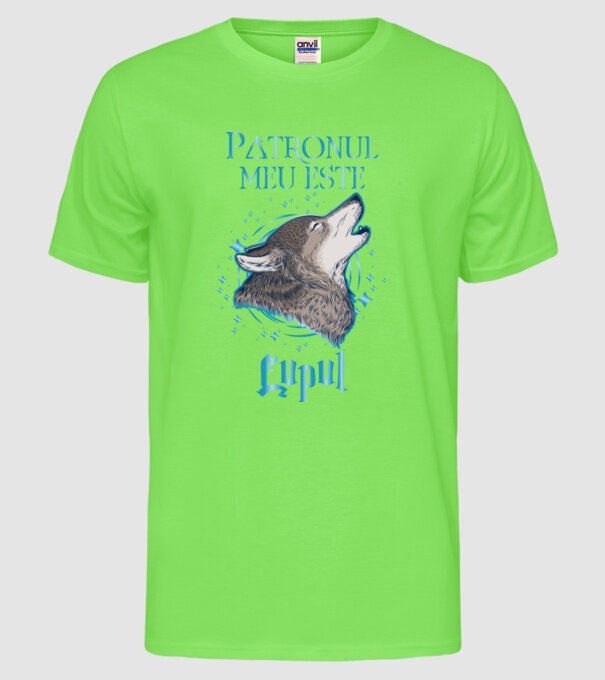 Patronul meu este LUPUL model verde neon pe tricou