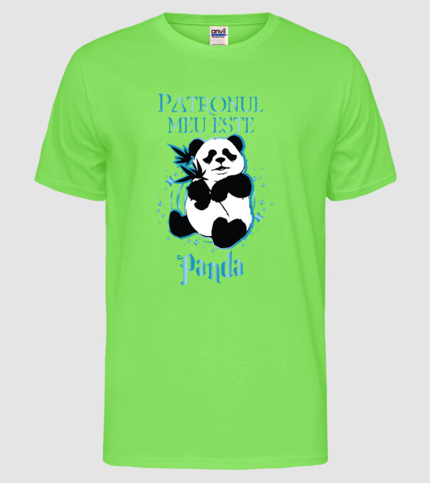 Patronul meu este PANDA model verde neon pe tricou