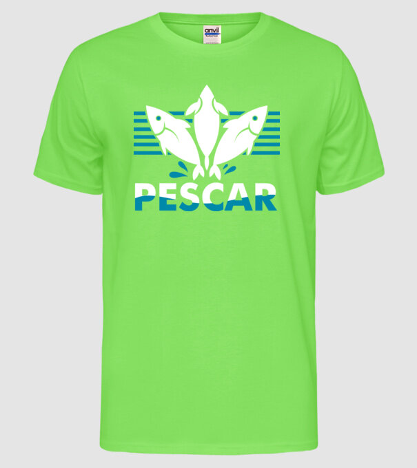 Pescar original model verde neon pe tricou